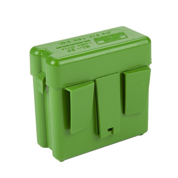 MTM Rifle R-20 Series Flip-Top Belt-Style 20 Round Plastic Ammo Carrier, Green