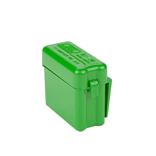 MTM Rifle R-20 Series Flip-Top Belt-Style 20 Round Plastic Ammo Carrier, Green