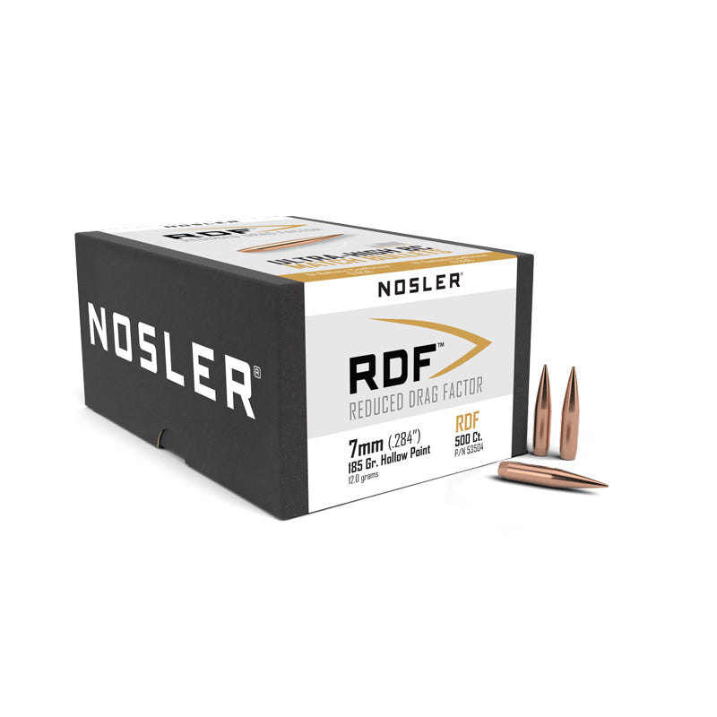 Nosler RDF Bullets 28 Calibre, 7MM (0.284" diameter) 185 Grain Hollow Point Boat Tail