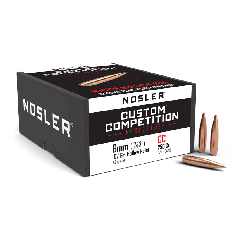 Nosler Custom Competition Bullets 22 Calibre (0.224" diameter) 77 Grain Hollow Point Boat Tail