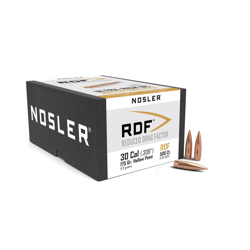 Nosler RDF Bullets 30 Calibre (0.308" diameter) 175 Grain Hollow Point Boat Tail