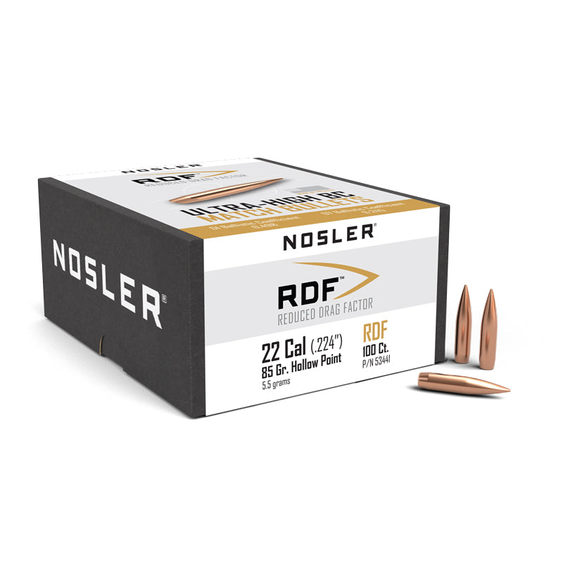 Nosler RDF Bullets 22 Calibre (0.224" diameter) 85 Grain Hollow Point Boat Tail