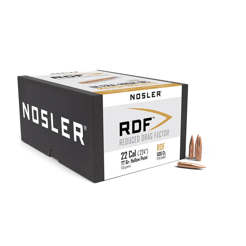 Nosler RDF Bullets 22 Calibre (0.224" diameter) 77 Grain Hollow Point Boat Tail