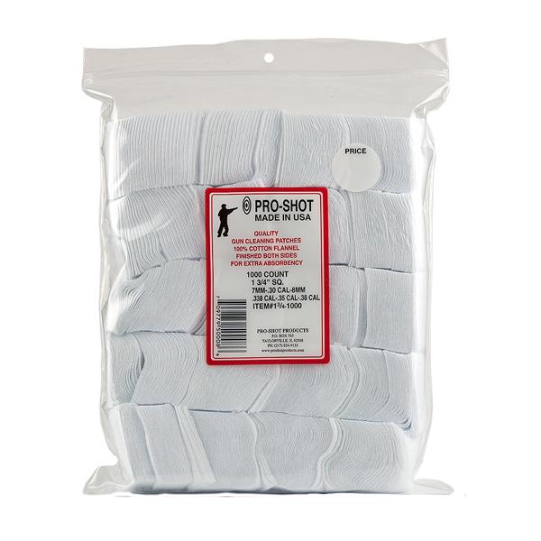 Pro-Shot 1-3/4 Inch Square 7MM-38 Calibre Cotton Flannel Cleaning Patches