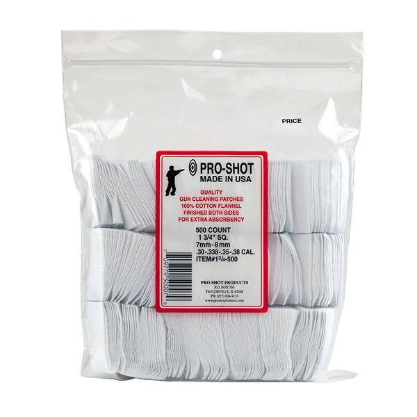 Pro-Shot 1-3/4 Inch Square 7MM-38 Calibre Cotton Flannel Cleaning Patches