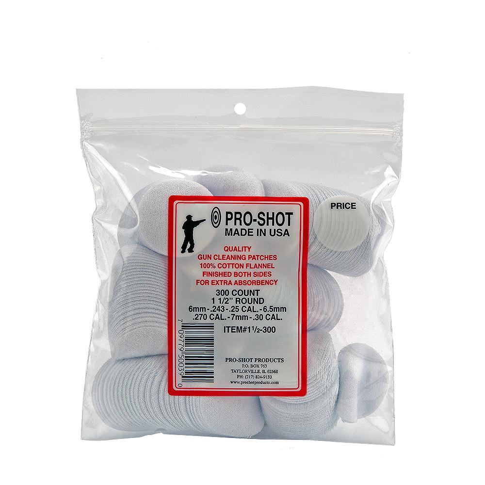Pro-Shot 1-1/2 Inch Round 6mm-30 Calibre Cotton Flannel Cleaning Patches