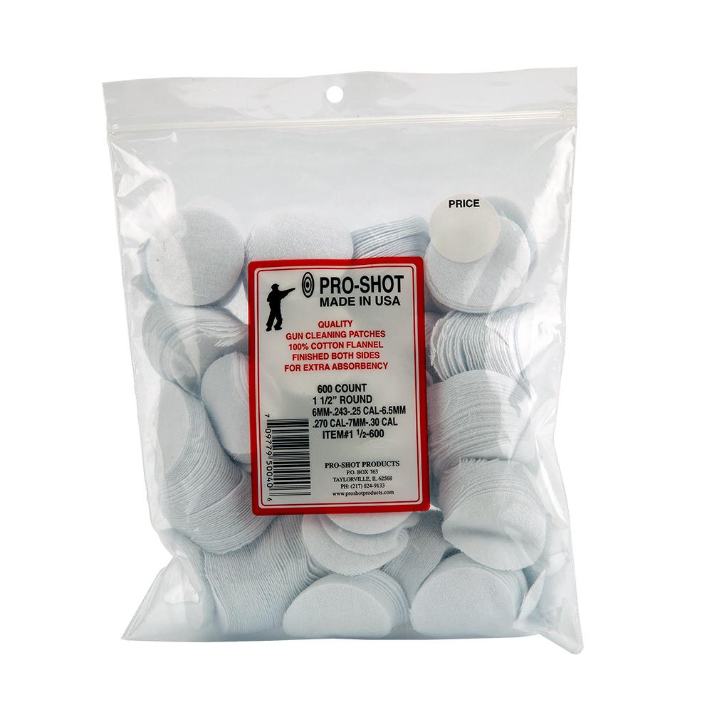 Pro-Shot 1-1/2 Inch Round 6mm-30 Calibre Cotton Flannel Cleaning Patches