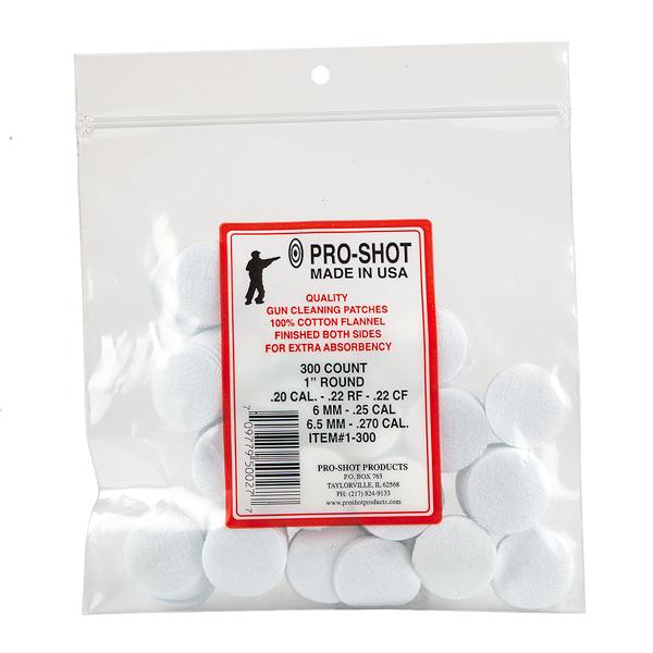 Pro-Shot 1 Inch Round 22-270 Calibre Cotton Flannel Cleaning Patches