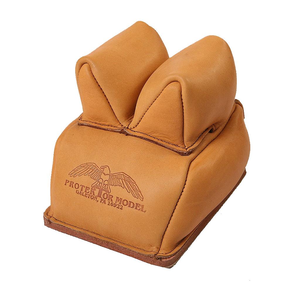 Protektor Model 13B Custom Rabbit Ear Rear Shooting Rest Bag with Heavy Bottom Leather Tan Unfilled