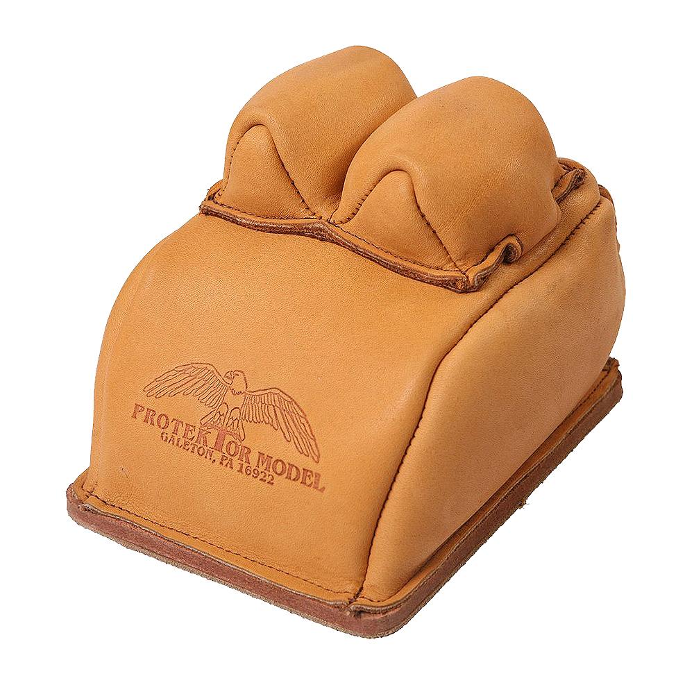 Protektor Model #14B Custom Bunny Ear Rear Shooting Rest Bag with Heavy Bottom Leather Tan Unfilled