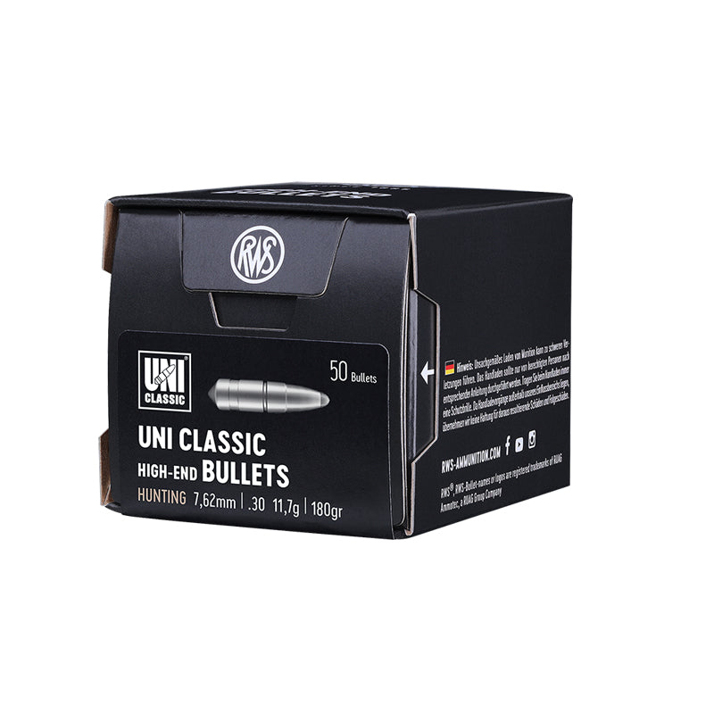 RWS UNI Classic Bullets 30 Calibre (.308" diameter) 180 Grain, 50/Box