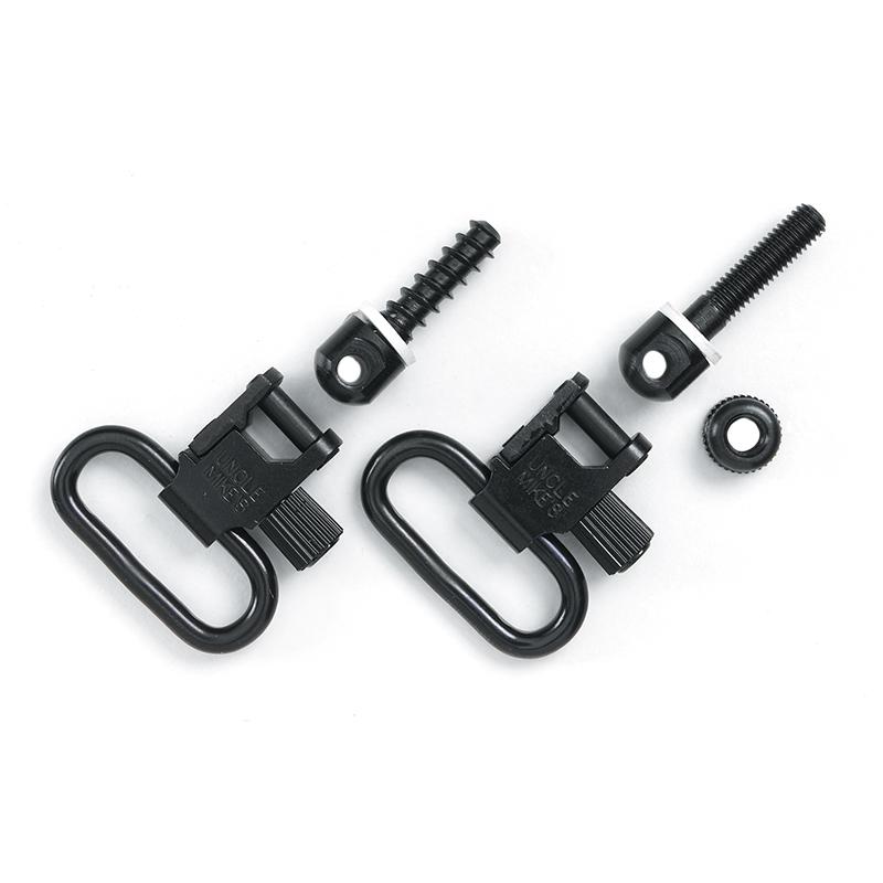 Uncle Mike's QD-115 Quick Detachable Machine Screw Type 1 Inch Sling Swivel Set Blued Steel