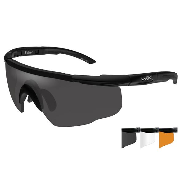 Wiley X Saber Advanced Shooting Glasses with Smoke, Clear, Light Rust Lenses